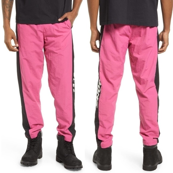 Noon Goons Sage Track Pants Pink Side Black Stripe Elastic Waist Size XL Men’s - Picture 1 of 12